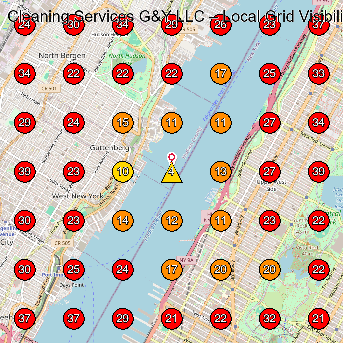 Cleaning Services G&Y LLC GeoGrid visibility map for House Cleaning Service in West New York